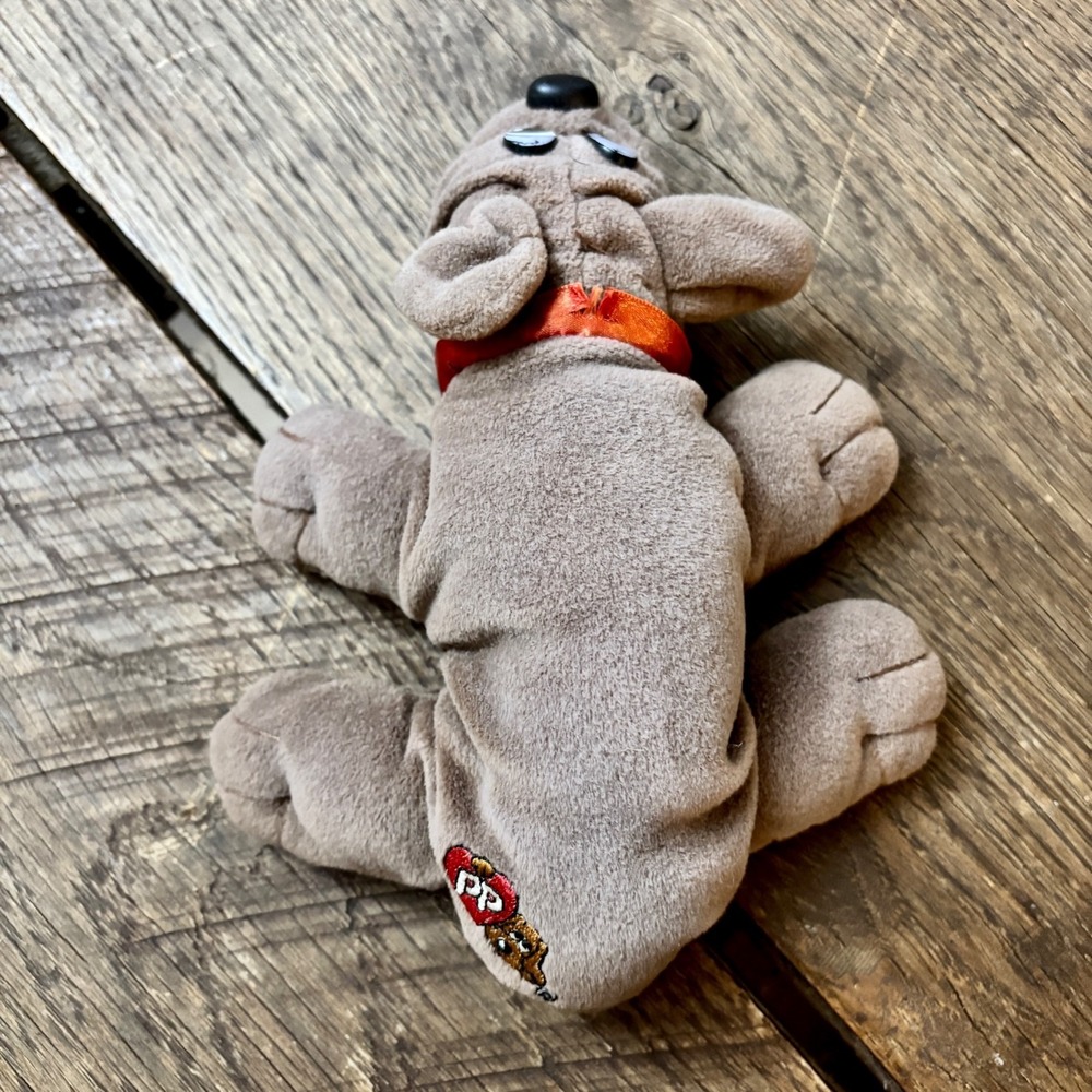 Vintage Pound Puppy Brown Rumple Skin Tonka Plush 1986 Red Collar - Picture 6 of 7